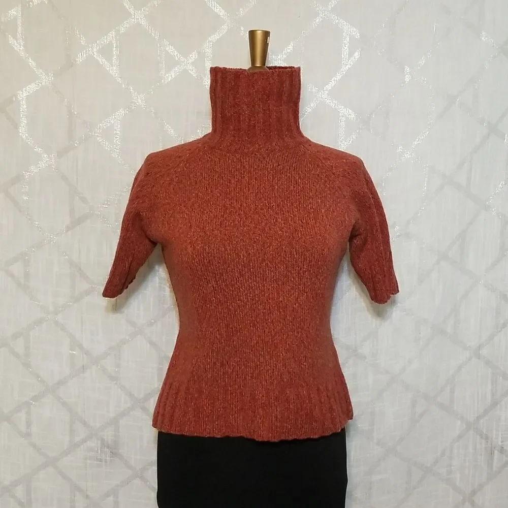 Faconnable Sweater Women's Size XS  Orange Wool Turtleneck Fall Winter